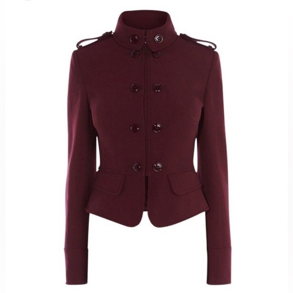 Karen Millen Military Style Blazer/Jacket Aubergine Crop size 6 - Picture 14 of 14